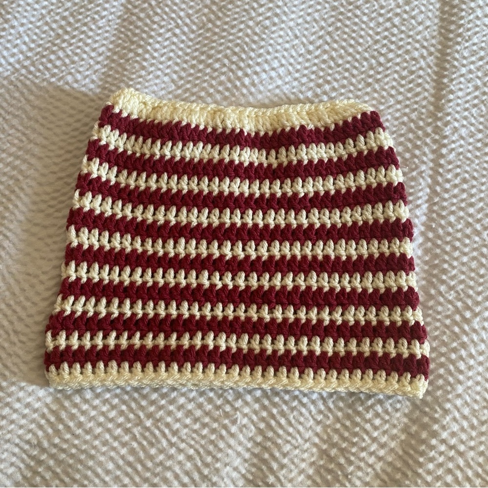 MAROON & CREAM CAT BEANIE